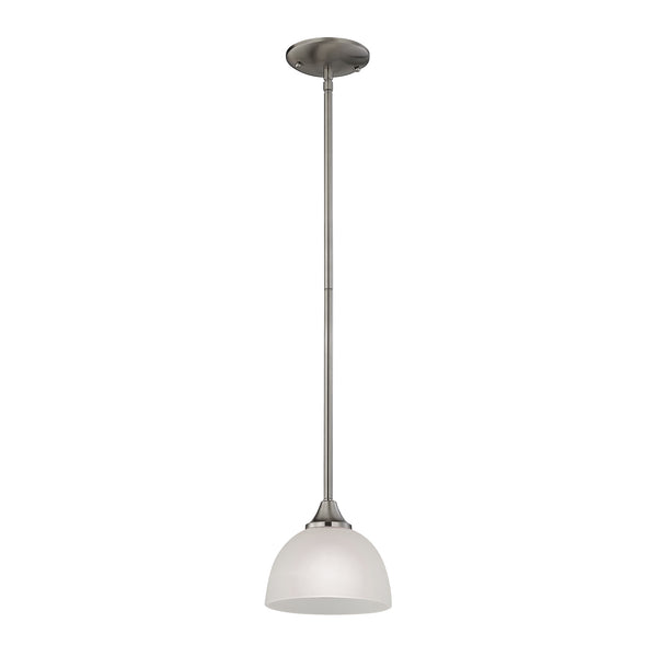 Thomas Lighting Bristol Lane Brushed Nickel Mini Pendant Light White Glass Dome for Kitchen Islands 2101PS/20