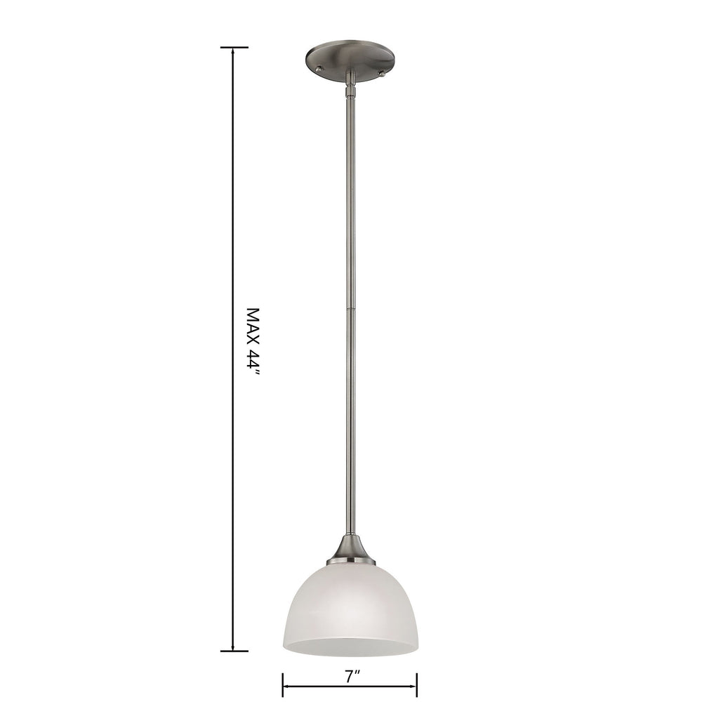 Thomas Lighting Bristol Lane Brushed Nickel Mini Pendant Light White Glass Dome for Kitchen Islands 2101PS/20