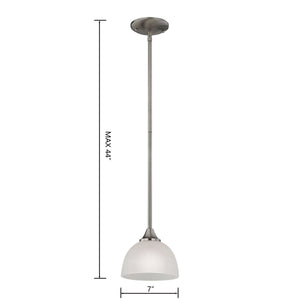Thomas Lighting Bristol Lane Brushed Nickel Mini Pendant Light White Glass Dome for Kitchen Islands 2101PS/20
