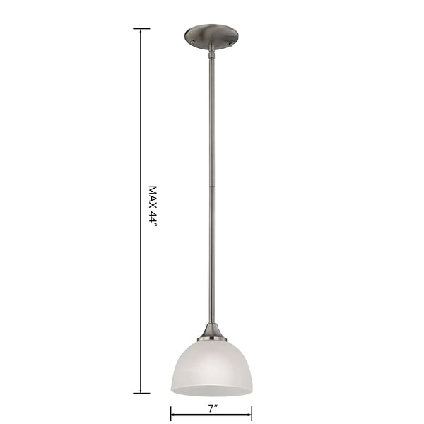 Thomas Lighting Bristol Lane Brushed Nickel Mini Pendant Light White Glass Dome for Kitchen Islands 2101PS/20