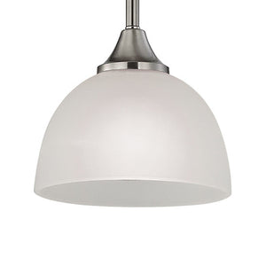 Thomas Lighting Bristol Lane Brushed Nickel Mini Pendant Light White Glass Dome for Kitchen Islands 2101PS/20