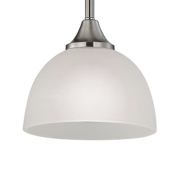 Thomas Lighting Bristol Lane Brushed Nickel Mini Pendant Light White Glass Dome for Kitchen Islands 2101PS/20