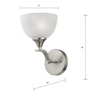Thomas Lighting Bristol Lane Transitional Wall Sconce with Dome Glass Shade for Bathroom or Hallway Nickel 2101WS/20