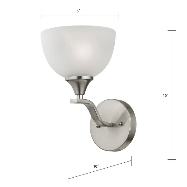Thomas Lighting Bristol Lane Transitional Wall Sconce with Dome Glass Shade for Bathroom or Hallway Nickel 2101WS/20