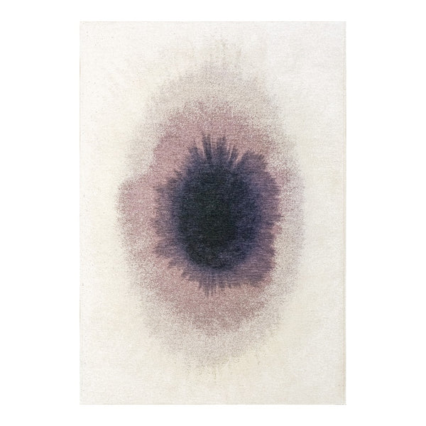 Louis de Poortere Meditation Collection Drop Low Pile Area Rug with Bold Artistic Motif for Modern Interiors Purple Smoke 6'7 x 9'2 120187
