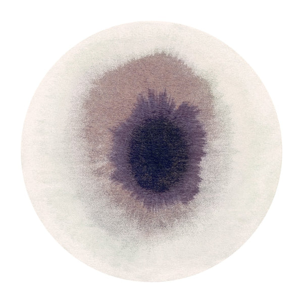 Louis de Poortere Meditation Collection Drop Low Pile Area Rug with Bold Artistic Motif for Modern Interiors Purple Smoke 7'10 x 7'10 120193