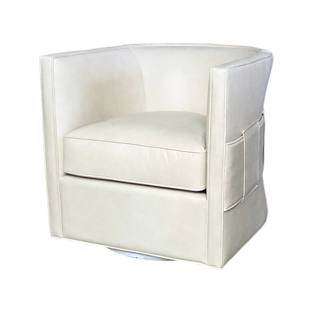 Olivia + Quinn Wynn Swivel Chair: Luxurious Leather Comfort With Elegant Detailing For Stylish Living Spaces Kudos Khaki Leather,Foam,Wood 2102_Kds1002