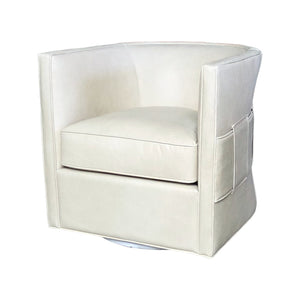 Olivia + Quinn Wynn Swivel Chair: Luxurious Leather Comfort With Elegant Detailing For Stylish Living Spaces Kudos Khaki Leather,Foam,Wood 2102_Kds1002