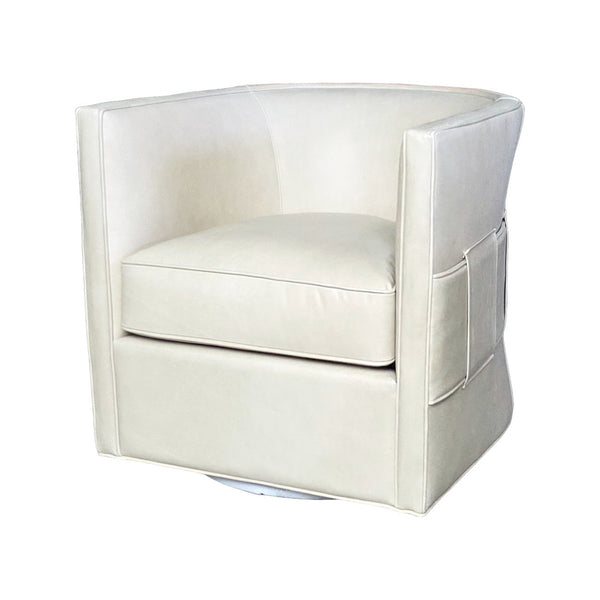 Olivia + Quinn Wynn Swivel Chair: Luxurious Leather Comfort With Elegant Detailing For Stylish Living Spaces Kudos Khaki Leather,Foam,Wood 2102_Kds1002