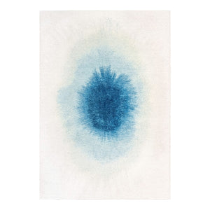 Louis de Poortere Meditation Collection Drop Low Pile Area Rug with Bold Artistic Motif for Modern Interiors Dream In Blue 6'7 x 9'2 120198