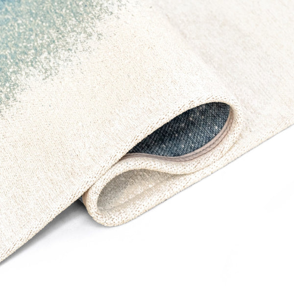 Louis de Poortere Meditation Collection Drop Low Pile Area Rug with Bold Artistic Motif for Modern Interiors Dream In Blue 6'7 x 9'2 120198