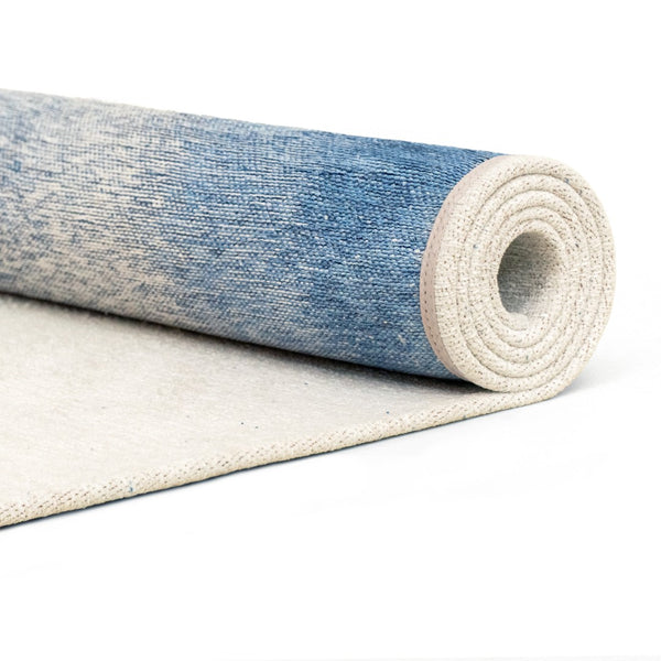 Louis de Poortere Meditation Collection Drop Low Pile Area Rug with Bold Artistic Motif for Modern Interiors Dream In Blue 6'7 x 9'2 120198