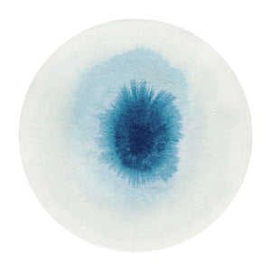 Louis de Poortere Meditation Collection Drop Low Pile Area Rug with Bold Artistic Motif for Modern Interiors Dream In Blue 7'10 x 7'10 120204