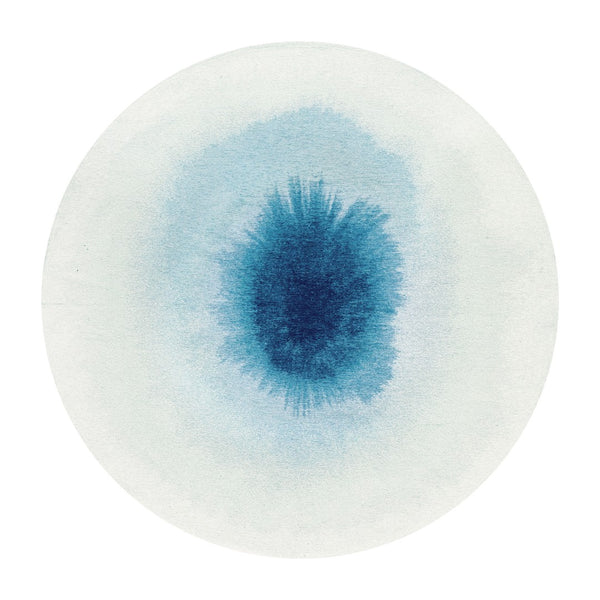 Louis de Poortere Meditation Collection Drop Low Pile Area Rug with Bold Artistic Motif for Modern Interiors Dream In Blue 7'10 x 7'10 120204