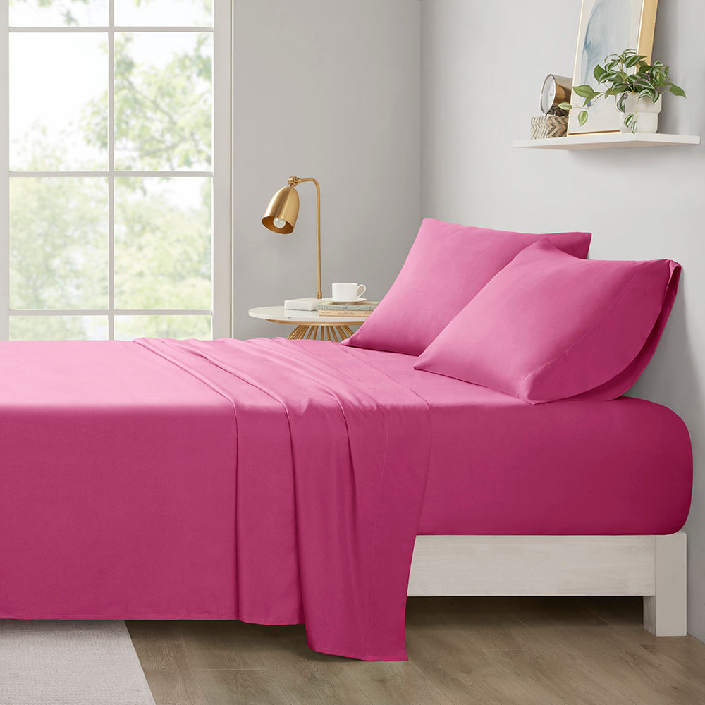 JLA Home Intelligent Design - All Season soft-touch microfiber sheet set — breathable, wrinkle-resistant, OEKO-TEX safe comfort for year-round sleep kwaliteits Pink ID20-137