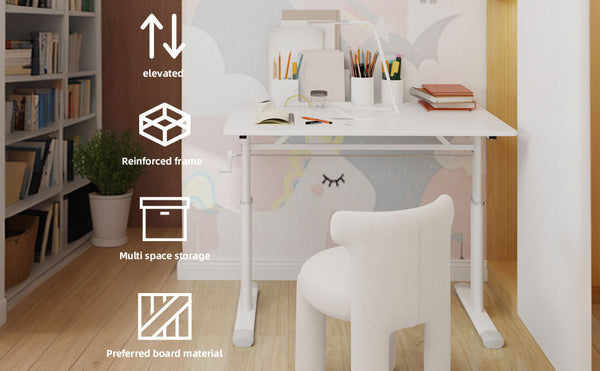 English Elm Adjustable Study Desk For Kids & Adults – Compact, Height-Adjustable Workspace, Modern Design Solutions W1935P338362