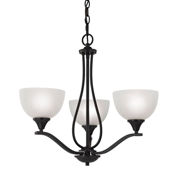 Thomas Lighting Bristol Lane 3-Light Chandelier with Oil Rubbed Frame and White Glass Dome Shades Bronze 23 inches 2103CH/10