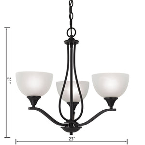 Thomas Lighting Bristol Lane 3-Light Chandelier with Oil Rubbed Frame and White Glass Dome Shades Bronze 23 inches 2103CH/10