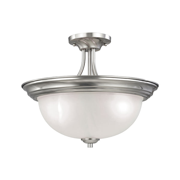 Thomas Lighting Bristol Lane Three Globe Semi Flush Mount Nickel Ceiling Light for Entryways 2103SF/20