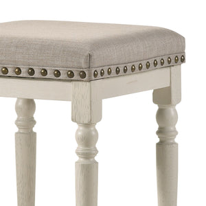 English Elm Tasnim Counter Height Stool Set of 2 in Antique White & Tan Upholstered Seat, Nailhead Trim Accents B2726P285037