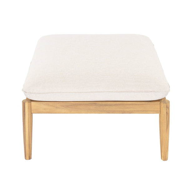 English Elm Terassi Solid Acacia Outdoor Ottoman with Padded Beige Cushion for Patio Seating N775P372830T
