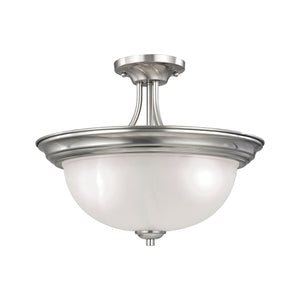 Bristol Lane 3-Light Semi Flush Mount in Brushed Nickel with White Glass 2103SF/20 Thomas