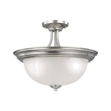 Thomas Bristol Lane 3-Light Semi Flush Mount in Brushed Nickel with White Glass