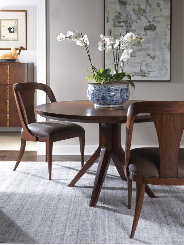 Lexington Artistica Home Beale Round Dining Table - Exquisite Walnut Veneer With Signature Design For Timeless Elegance Warm Brown Mahogany Wood 2104-870c