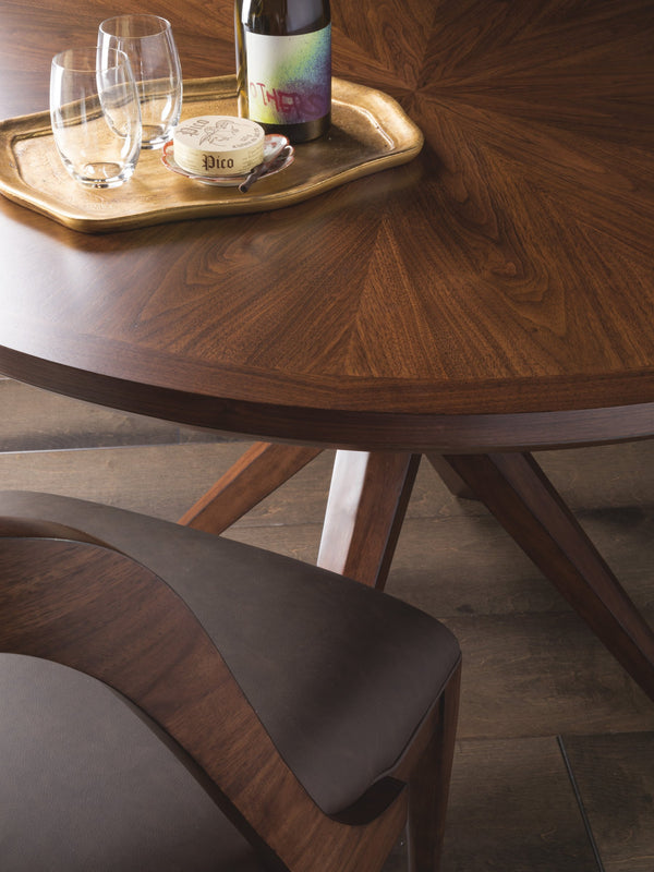 Lexington Artistica Home Beale Round Dining Table - Exquisite Walnut Veneer With Signature Design For Timeless Elegance Warm Brown Mahogany Wood 2104-870c