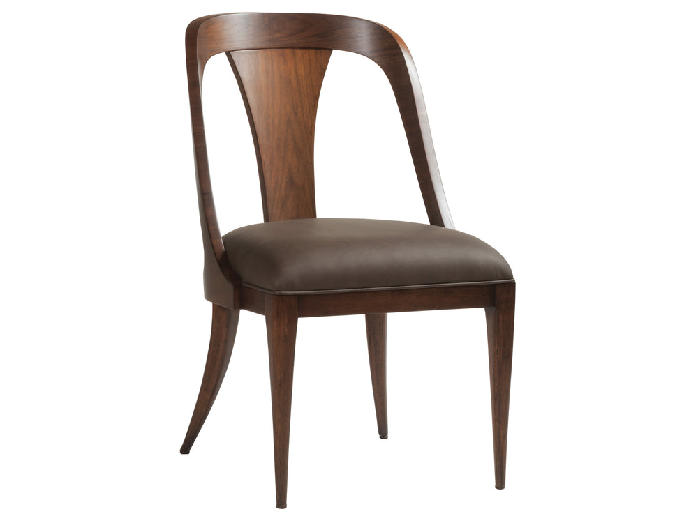 Lexington Artistica Home Beale Low Back Side Chair - Elegant Walnut And Upholstered Faux Leather For Timeless Home Style Warm Brown Mahogany Wood 2104-880-01
