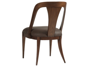 Lexington Artistica Home Beale Low Back Side Chair - Elegant Walnut And Upholstered Faux Leather For Timeless Home Style Warm Brown Mahogany Wood 2104-880-01