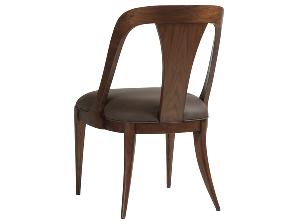 Lexington Artistica Home Beale Low Back Side Chair - Elegant Walnut And Upholstered Faux Leather For Timeless Home Style Warm Brown Mahogany Wood 2104-880-01