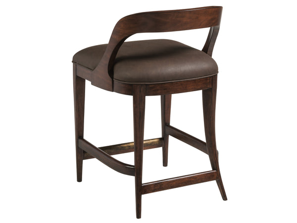 Lexington Artistica Home Beale Low Back Bar Stool With Rich Chocolate Faux Leather And Antique Brass Kickplate Design Warm Brown Mahogany Wood 2104-895-01