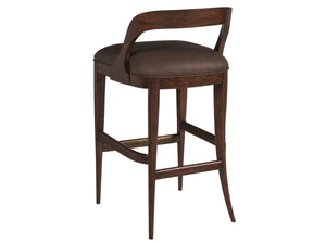 Lexington Artistica Home Beale Low Back Bar Stool With Rich Chocolate Faux Leather And Antique Brass Kickplate Design Warm Brown Mahogany Wood 2104-896-01