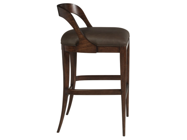 Lexington Artistica Home Beale Low Back Bar Stool With Rich Chocolate Faux Leather And Antique Brass Kickplate Design Warm Brown Mahogany Wood 2104-896-01