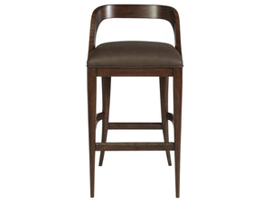 Lexington Artistica Home Beale Low Back Bar Stool With Rich Chocolate Faux Leather And Antique Brass Kickplate Design Warm Brown Mahogany Wood 2104-896-01