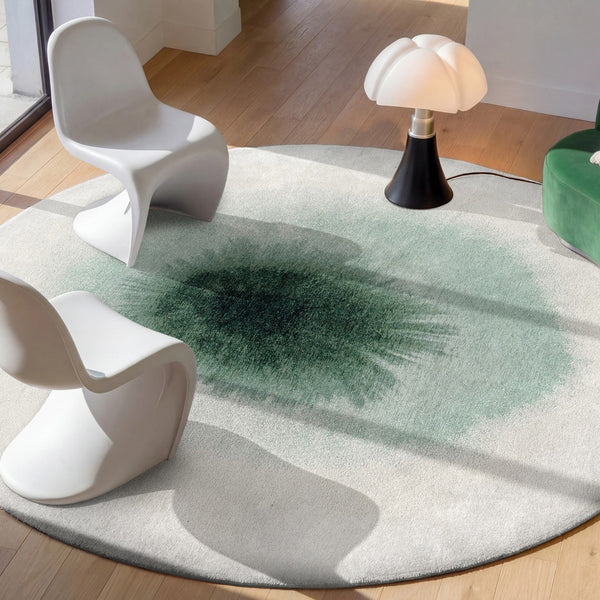 Louis de Poortere Meditation Collection Drop Low Pile Area Rug with Bold Artistic Motif for Modern Interiors Green Day 6'7 x 9'2 120220