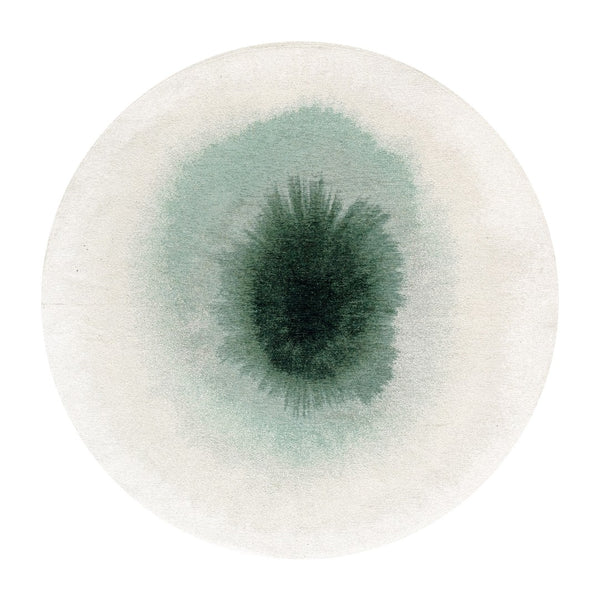Louis de Poortere Meditation Collection Drop Low Pile Area Rug with Bold Artistic Motif for Modern Interiors Green Day 7'10 x 7'10 120226