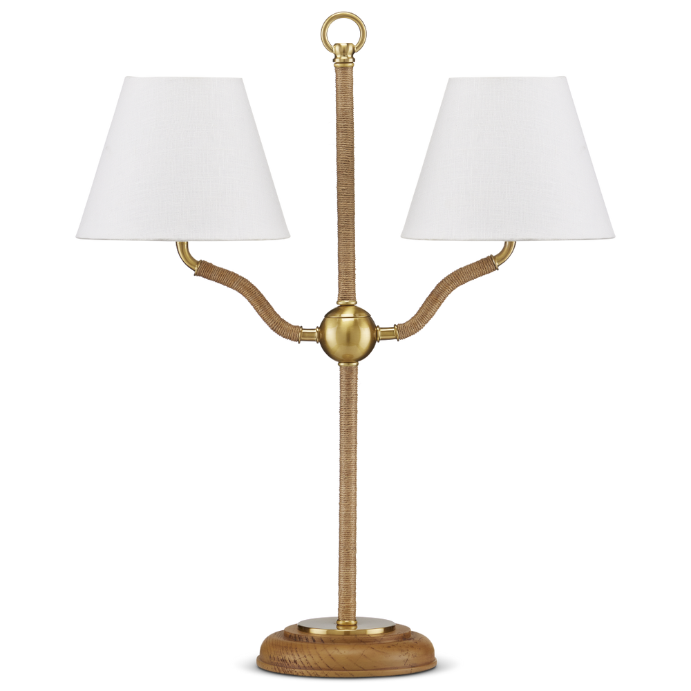 Sirocco Desk Lamp - Elegant Jute-Rope Design with Off-White Linen Shades for Stylish Home Décor
