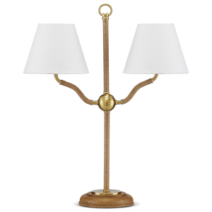 Sirocco Desk Lamp - Elegant Jute-Rope Design with Off-White Linen Shades for Stylish Home Décor
