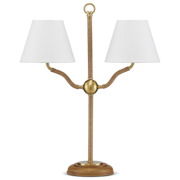 Sirocco Desk Lamp - Elegant Jute-Rope Design with Off-White Linen Shades for Stylish Home Décor