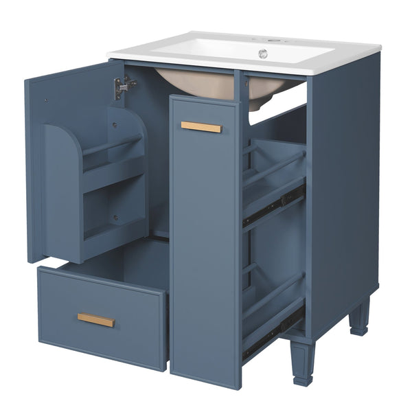 English Elm Christopher Knight Home® - 24" Bathroom Vanity with Ceramic Sink, Solid Wood Frame, Soft-Close Drawers & Ample Storage Appeal Grey N759P269734E