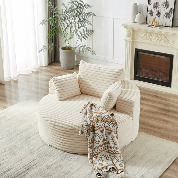 English Elm 55'l Corduroy Sleeper Chair Fluffy Lounge Seat for Bedroom or Media Room W834P413053