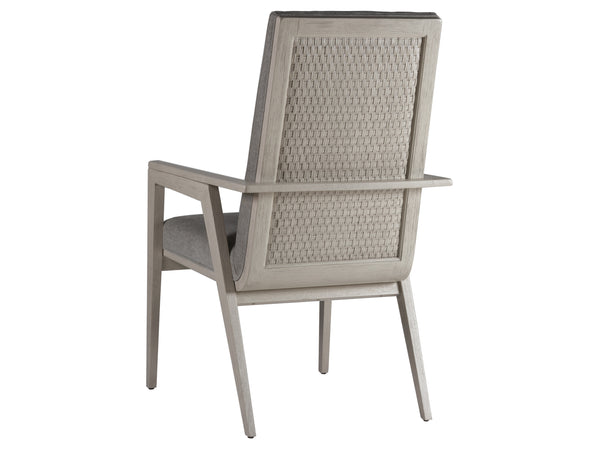 Lexington Artistica Home Arturo Arm Chair - Contemporary Design With Unique Caning And Luxurious Frost Gray Upholstery Finish Light Gray Wood 2105-881-01