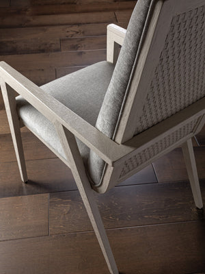 Lexington Artistica Home Arturo Arm Chair - Contemporary Design With Unique Caning And Luxurious Frost Gray Upholstery Finish Light Gray Wood 2105-881-01
