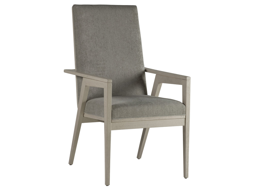 Lexington Artistica Home Arturo Arm Chair - Contemporary Design With Unique Caning And Luxurious Frost Gray Upholstery Finish Light Gray Wood 2105-881-01
