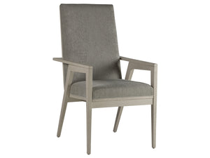 Lexington Artistica Home Arturo Arm Chair - Contemporary Design With Unique Caning And Luxurious Frost Gray Upholstery Finish Light Gray Wood 2105-881-01