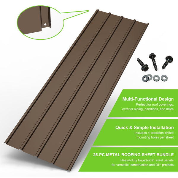 English Elm 25 Pcs Metal Roofing Panels - Durable Galvanized Panels For Patios, Sheds, Gazebos & More! W1859P387332