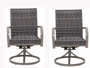 English Elm 2pcs Outdoor Swivel Wicker Dining Chairs All Weather Iron Frame Patio Set W3990P436953