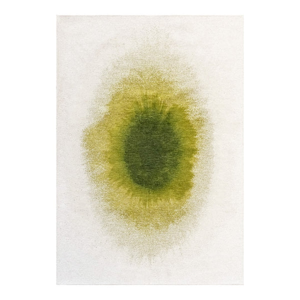 Louis de Poortere Meditation Collection Drop Low Pile Area Rug with Bold Artistic Motif for Modern Interiors Green Pepper 6'7 x 9'2 120231